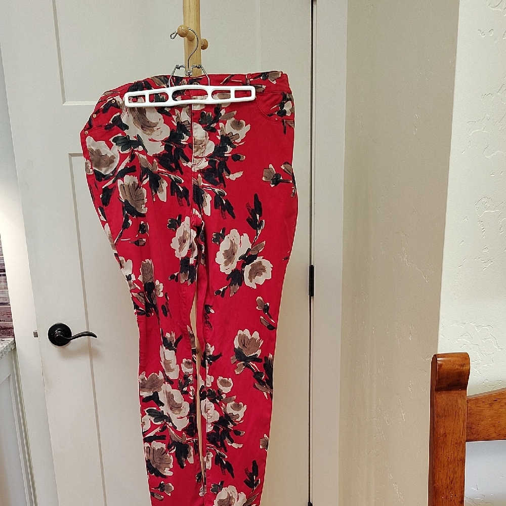 Floral Red Women's Pants